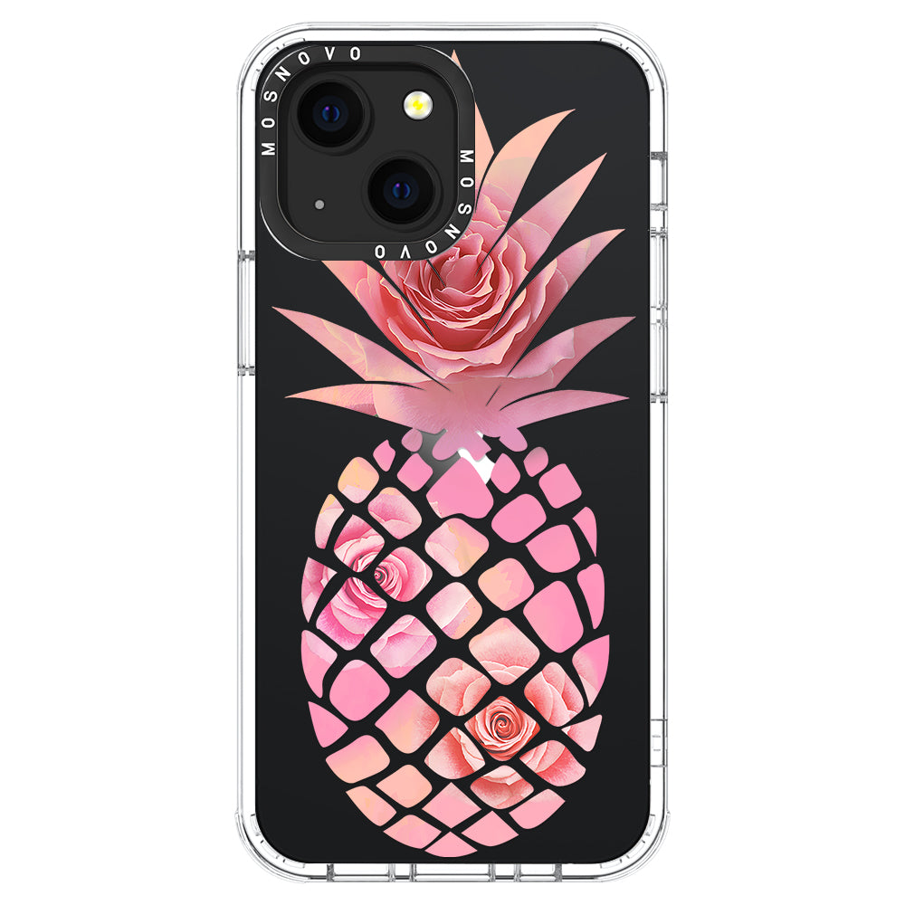 Pink Floral Pineapple Phone Case - iPhone 13 Case - MOSNOVO