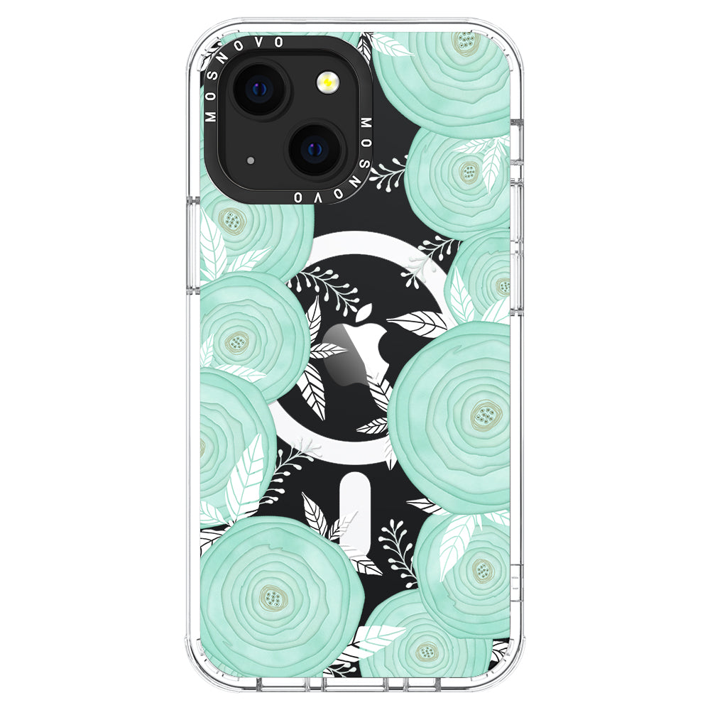 Mint Flower Phone Case - iPhone 13 Case - MOSNOVO