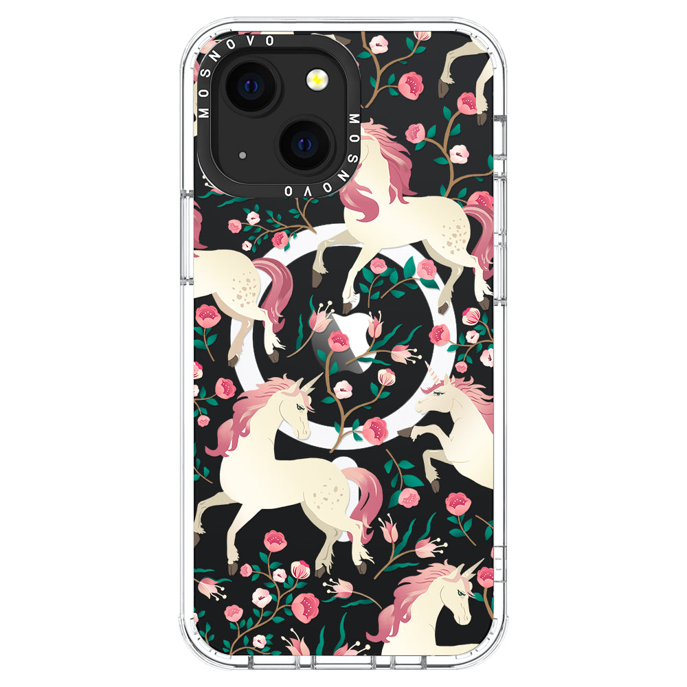 Unicorn with Floral Phone Case - iPhone 13 Case - MOSNOVO