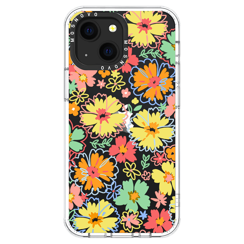 Retro Boho Hippie Flowers Phone Case - iPhone 13 Case - MOSNOVO