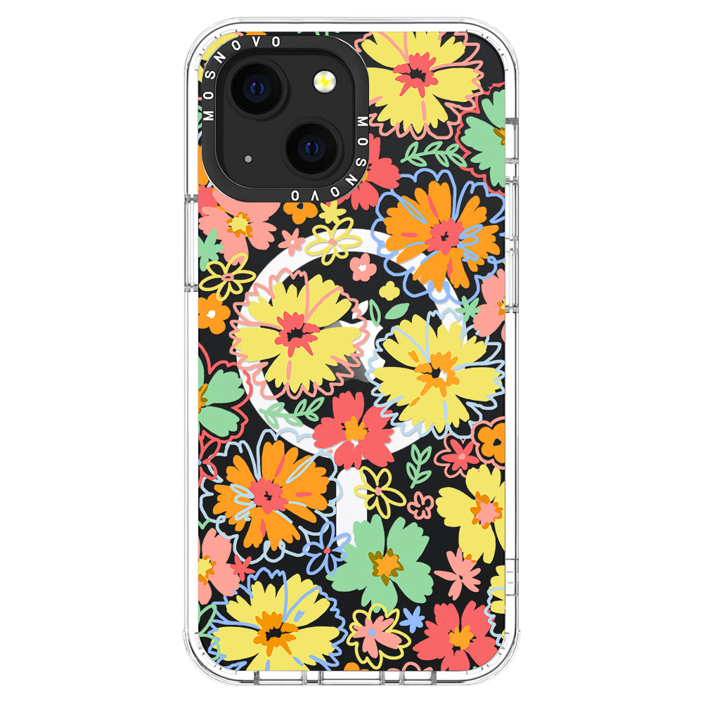 Retro Boho Hippie Flowers Phone Case - iPhone 13 Case - MOSNOVO