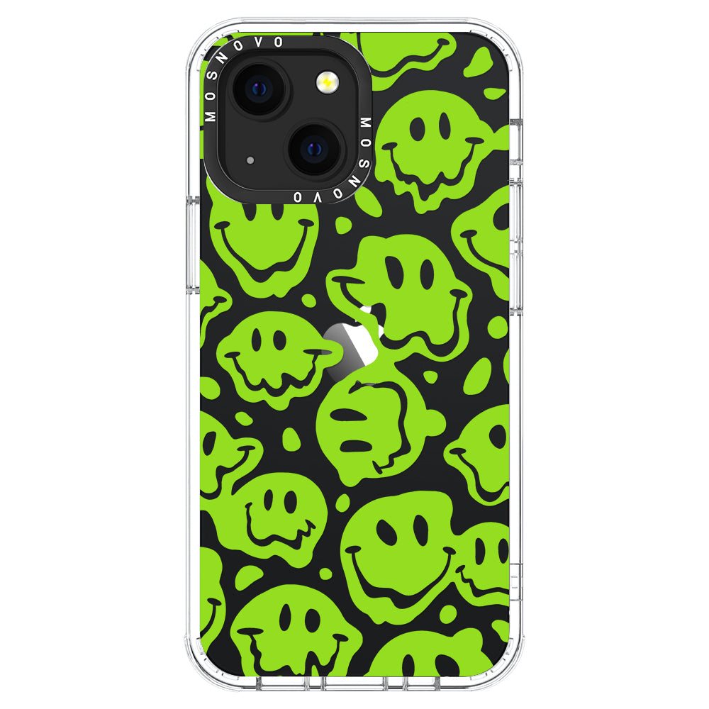 Distorted Green Smiles Face Phone Case - iPhone 13 Case - MOSNOVO