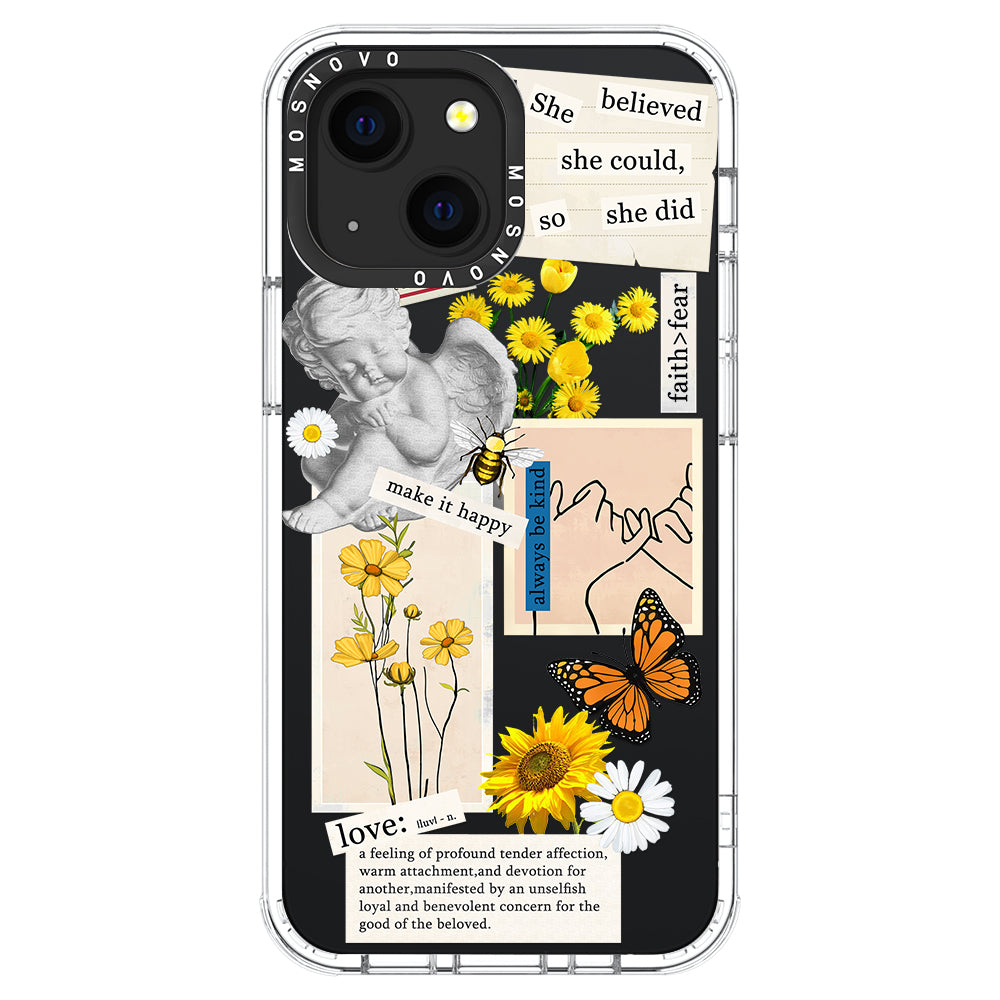 Vintage Collage Sunflower Butterfly Phone Case - iPhone 13 Case - MOSNOVO