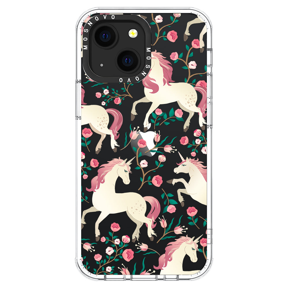 Unicorn with Floral Phone Case - iPhone 13 Case - MOSNOVO