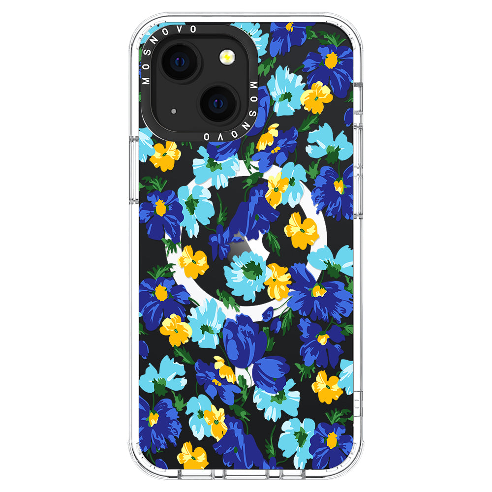 Vintage Blue Floral Phone Case - iPhone 13 Case - MOSNOVO