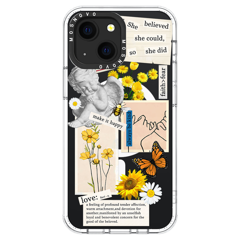 Vintage Collage Sunflower Butterfly Phone Case - iPhone 13 Case - MOSNOVO