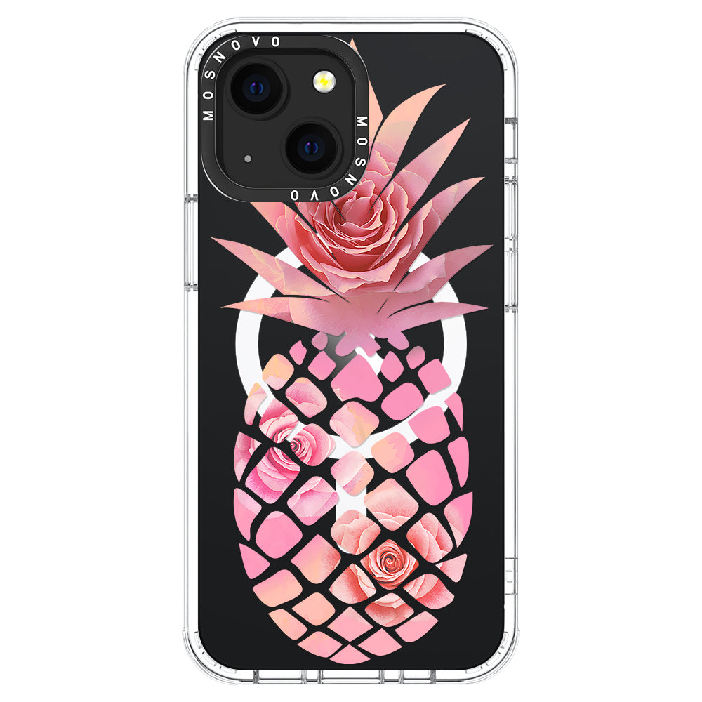 Pink Floral Pineapple Phone Case - iPhone 13 Case - MOSNOVO