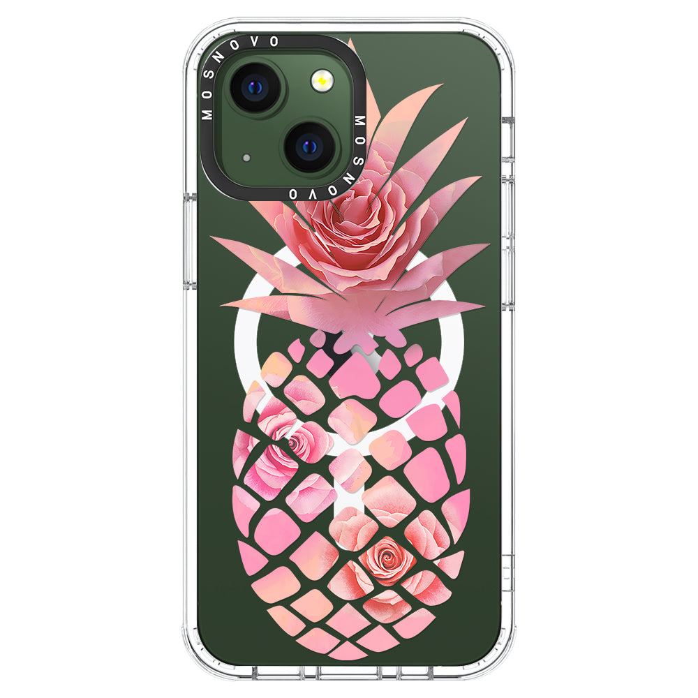 Pink Floral Pineapple Phone Case - iPhone 13 Case - MOSNOVO