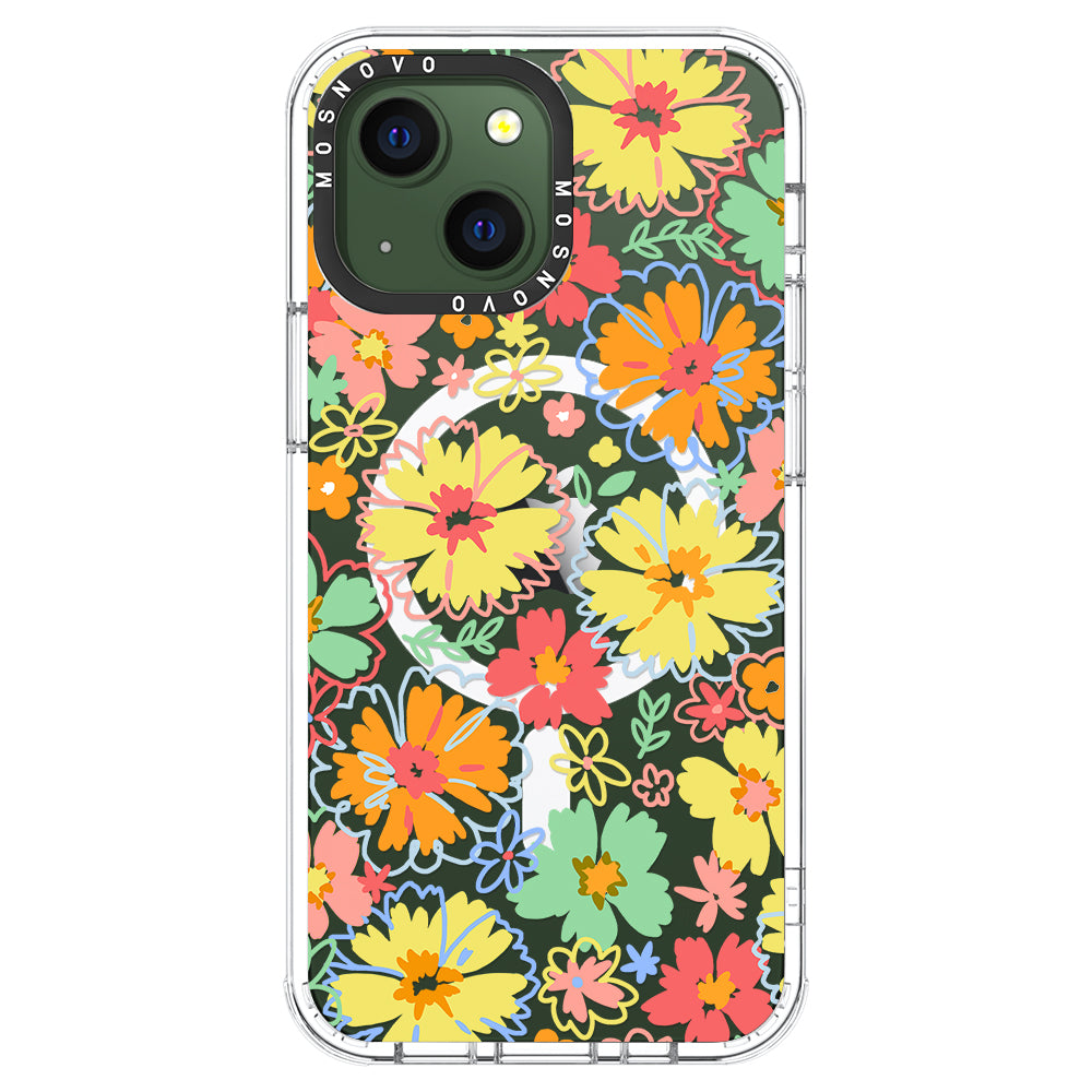 Retro Boho Hippie Flowers Phone Case - iPhone 13 Case - MOSNOVO