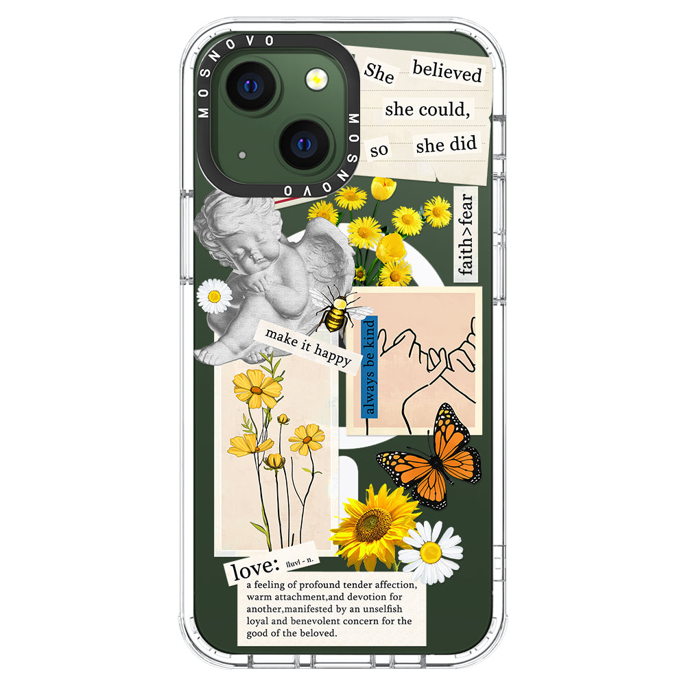 Vintage Collage Sunflower Butterfly Phone Case - iPhone 13 Case - MOSNOVO