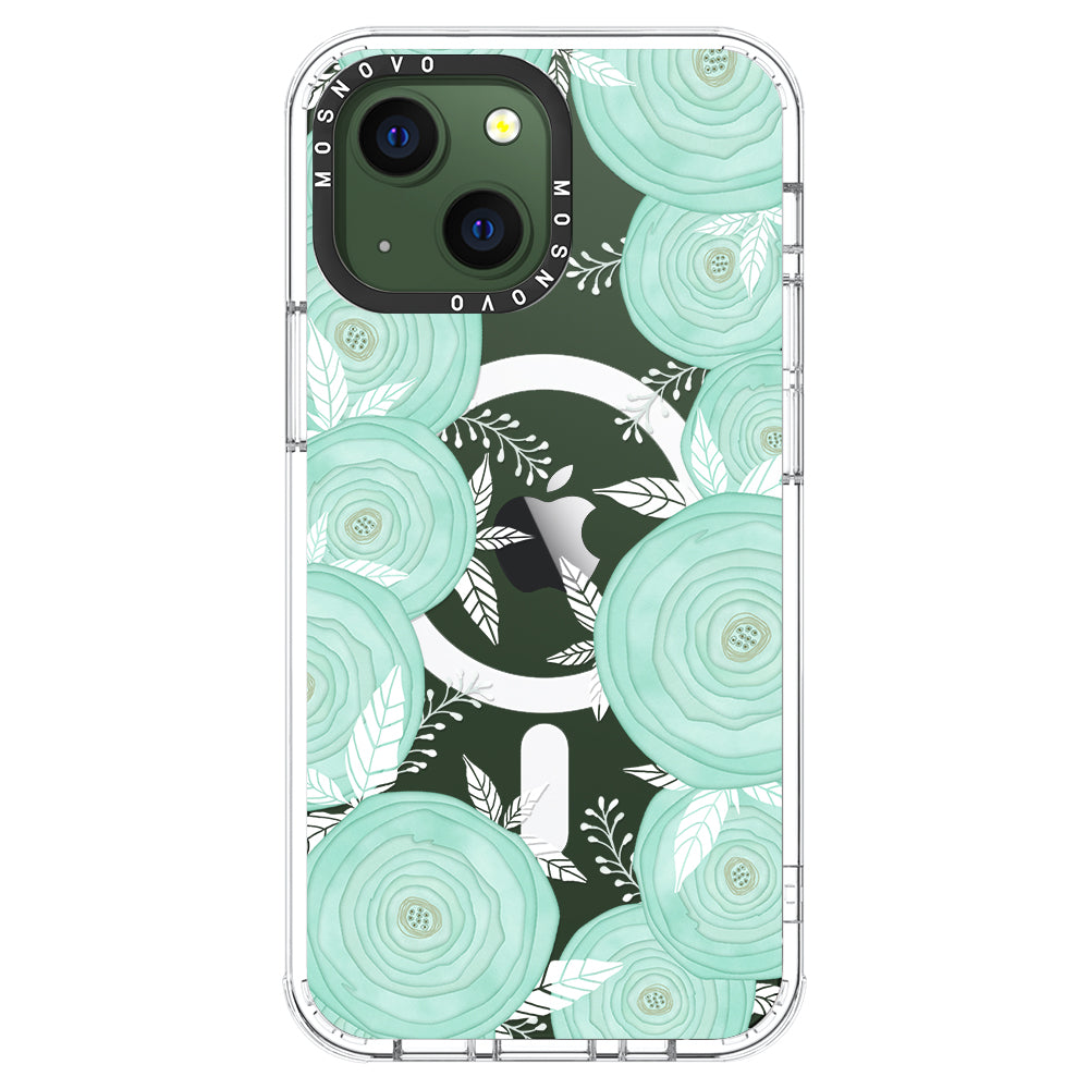 Mint Flower Phone Case - iPhone 13 Case - MOSNOVO