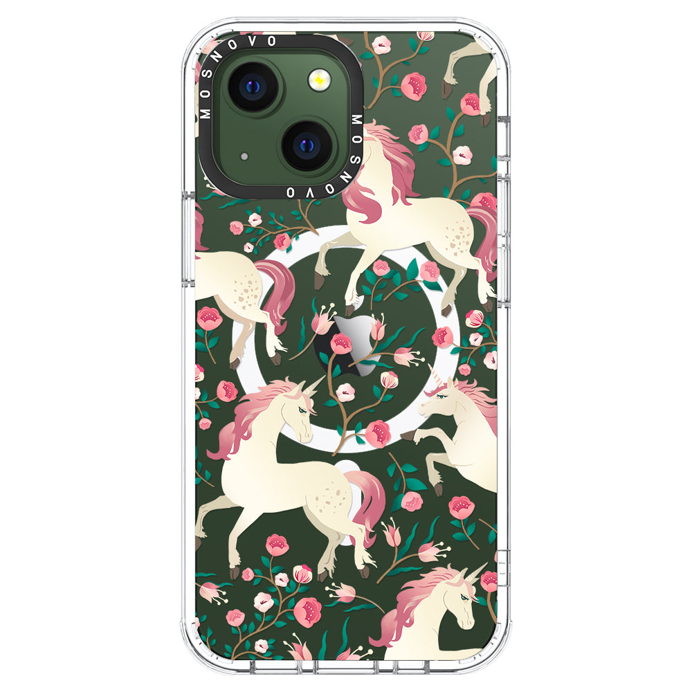 Unicorn with Floral Phone Case - iPhone 13 Case - MOSNOVO