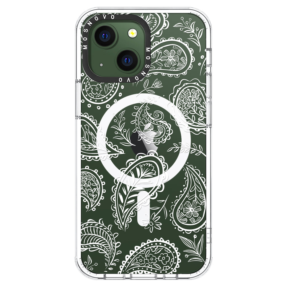 White Paisley Phone Case - iPhone 13 Case - MOSNOVO