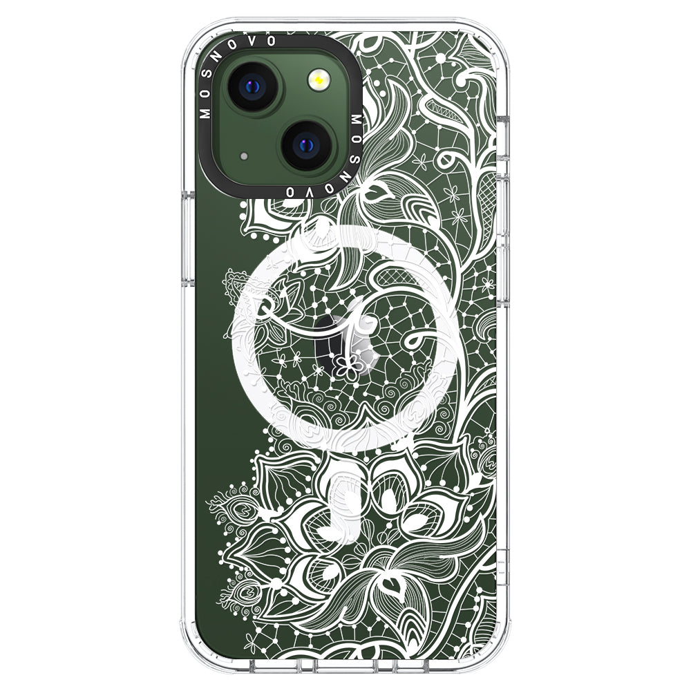 White Lotus Henna Phone Case - iPhone 13 Case - MOSNOVO