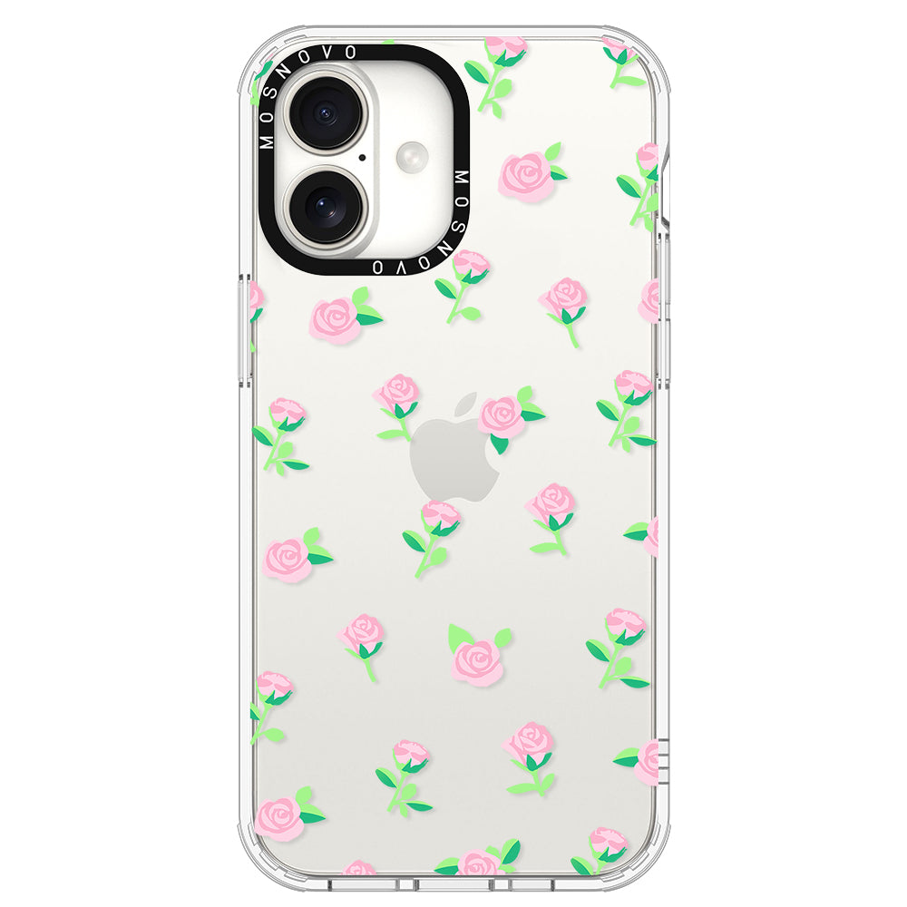 Pink Rose Floral Phone Case - iPhone 16 Plus Case - MOSNOVO