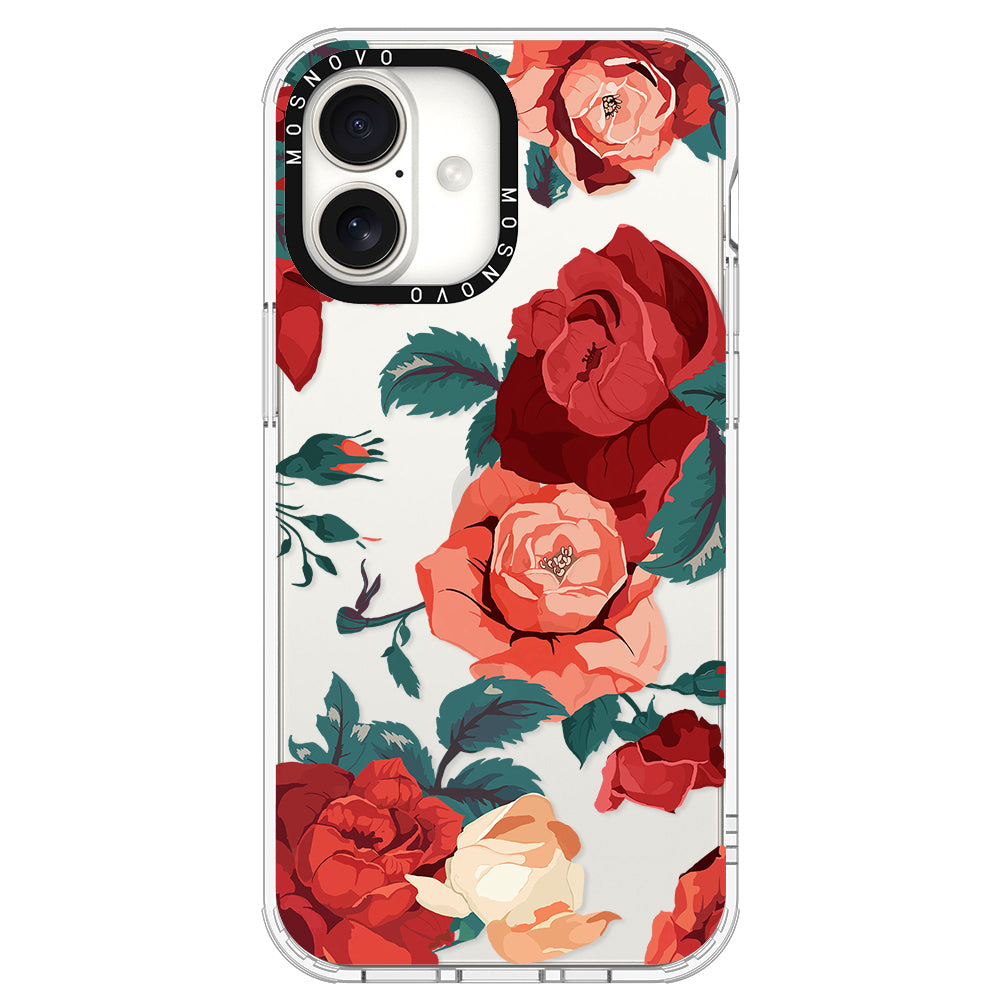 Vintage Red Rose Phone Case - iPhone 16 Plus Case - MOSNOVO