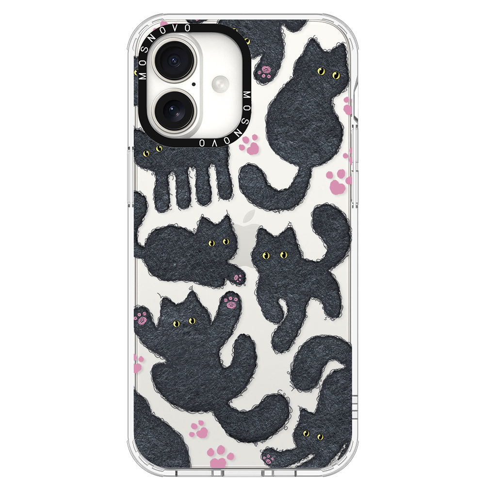 Black Furry Cat Phone Case - iPhone 16 Plus Case