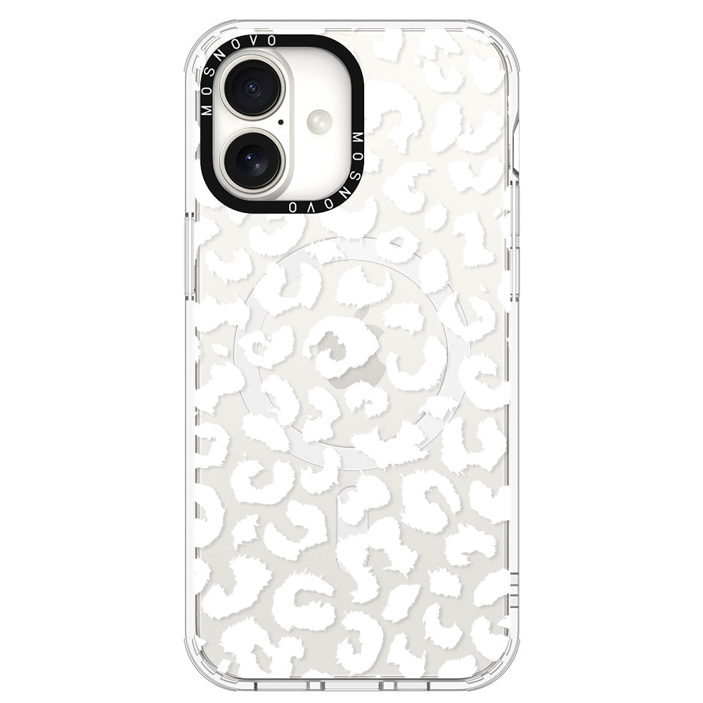 White Leopard Phone Case - iPhone 16 Plus Case - MOSNOVO