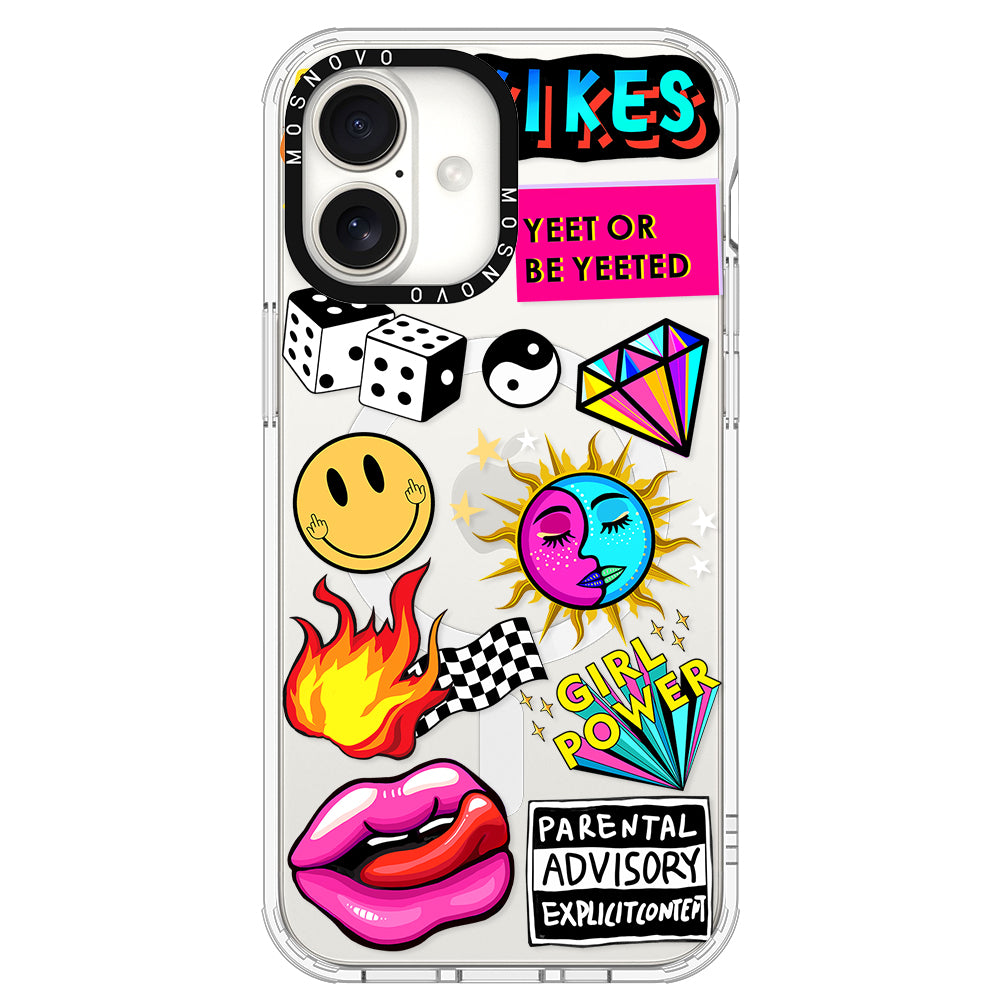 Funky Stickers Phone Case - iPhone 16 Plus Case - MOSNOVO