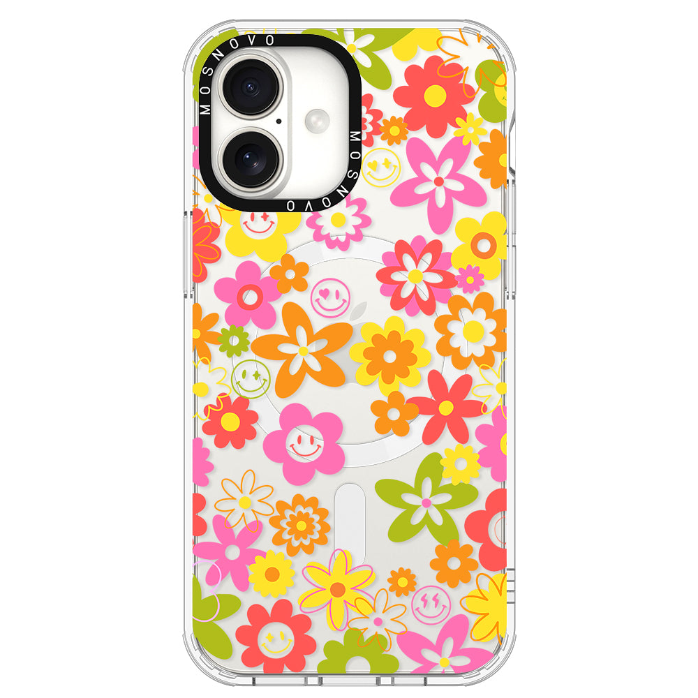 70's Groovy Floral Phone Case - iPhone 16 Plus Case - MOSNOVO