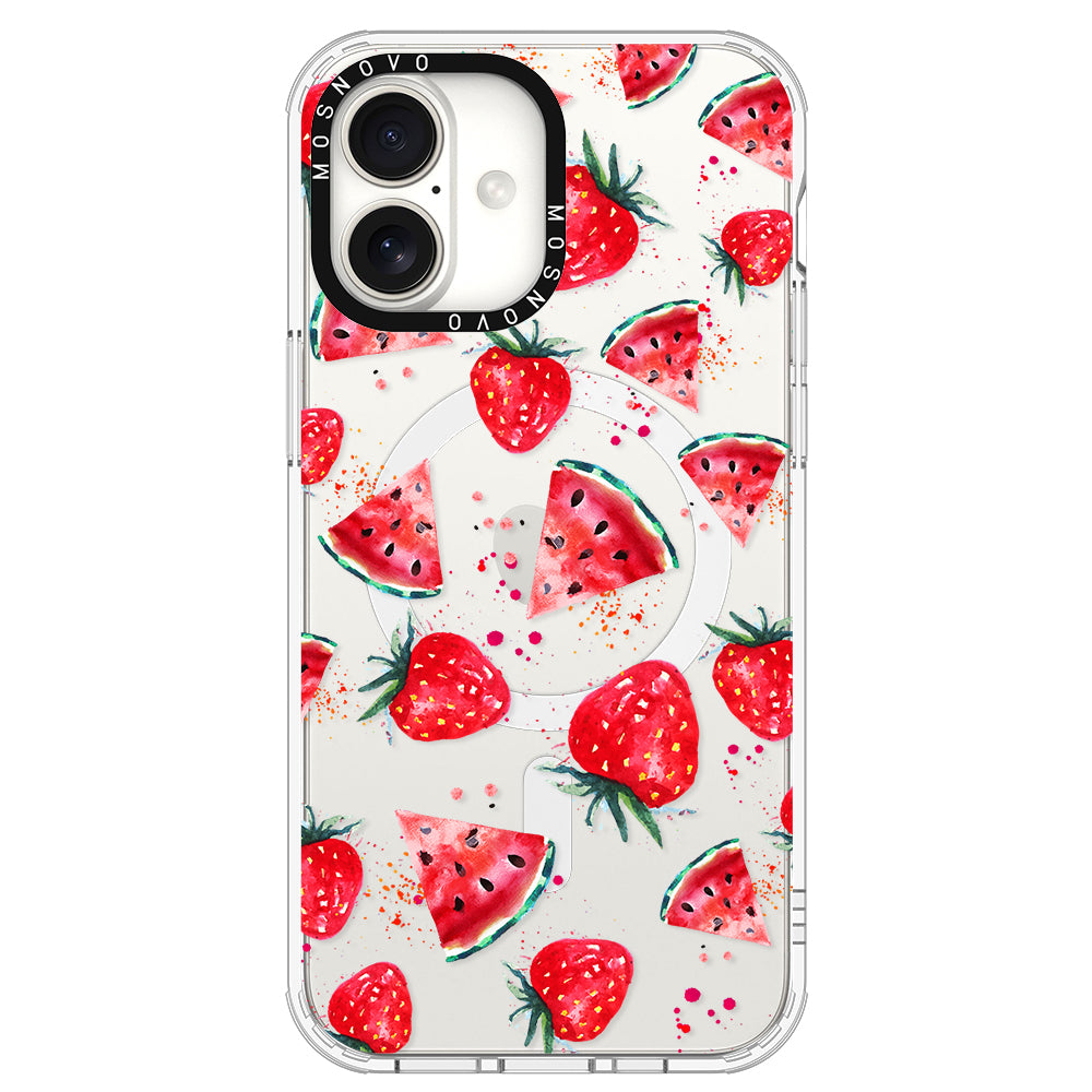 Watermelon and Strawberry Phone Case - iPhone 16 Plus Case - MOSNOVO