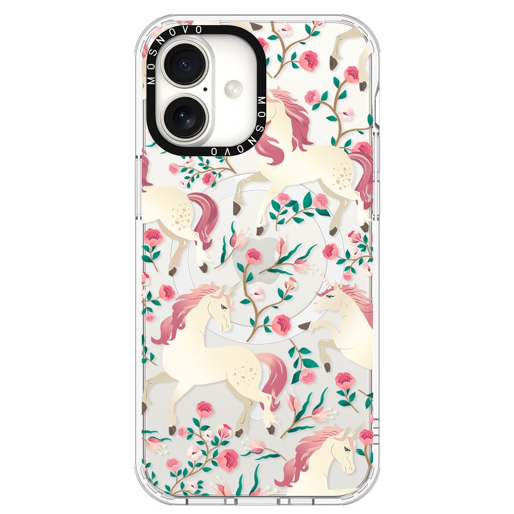 Unicorn with Floral Phone Case - iPhone 16 Plus Case - MOSNOVO