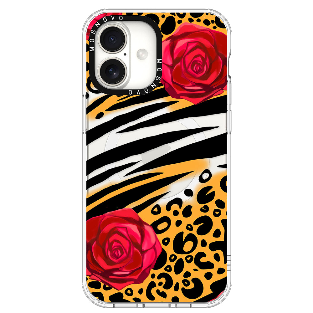 Wild Floral Leopard Phone Case - iPhone 16 Plus Case - MOSNOVO