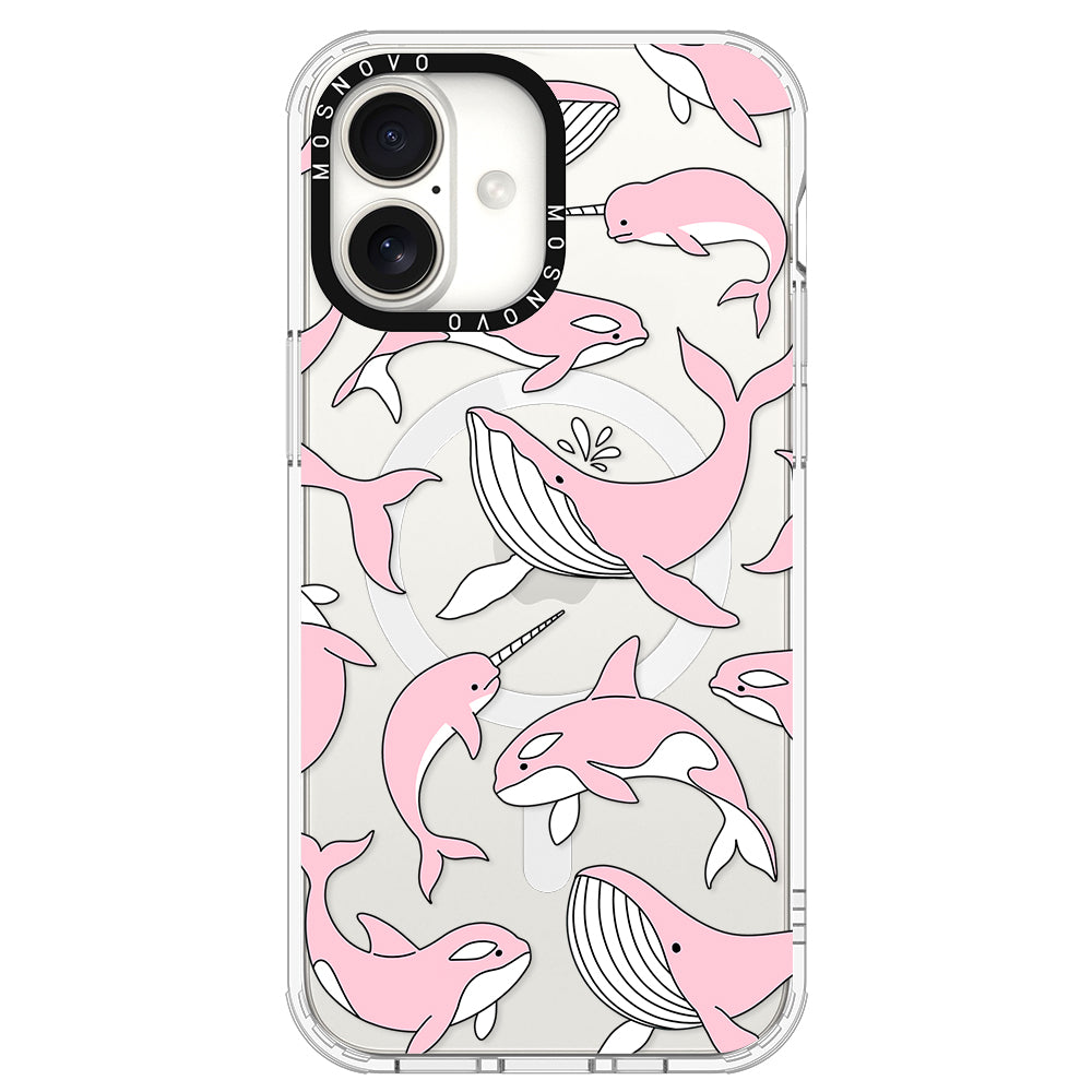 Pink Whales Phone Case - iPhone 16 Plus Case - MOSNOVO