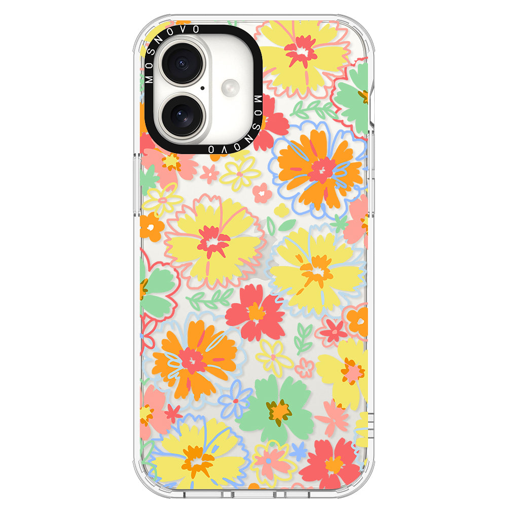 Retro Boho Hippie Flowers Phone Case - iPhone 16 Plus Case - MOSNOVO