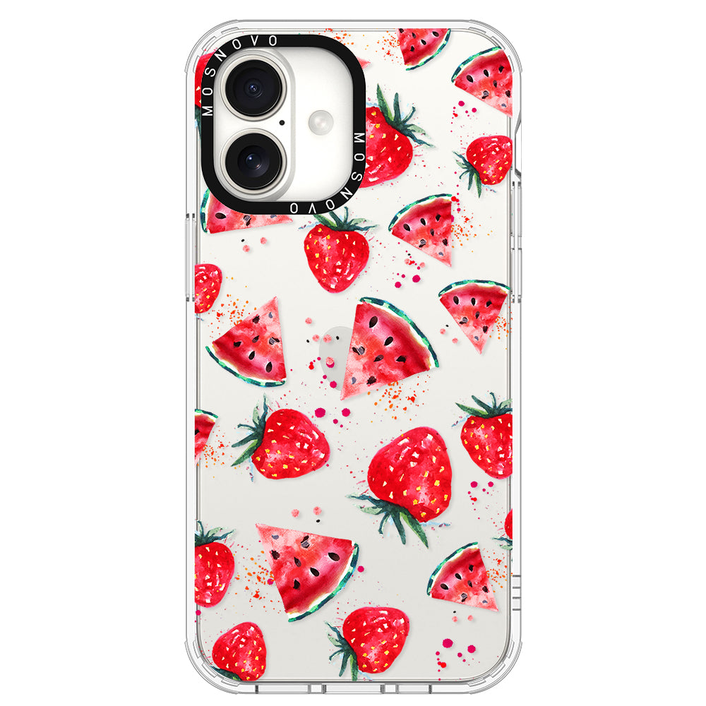 Watermelon and Strawberry Phone Case - iPhone 16 Plus Case - MOSNOVO