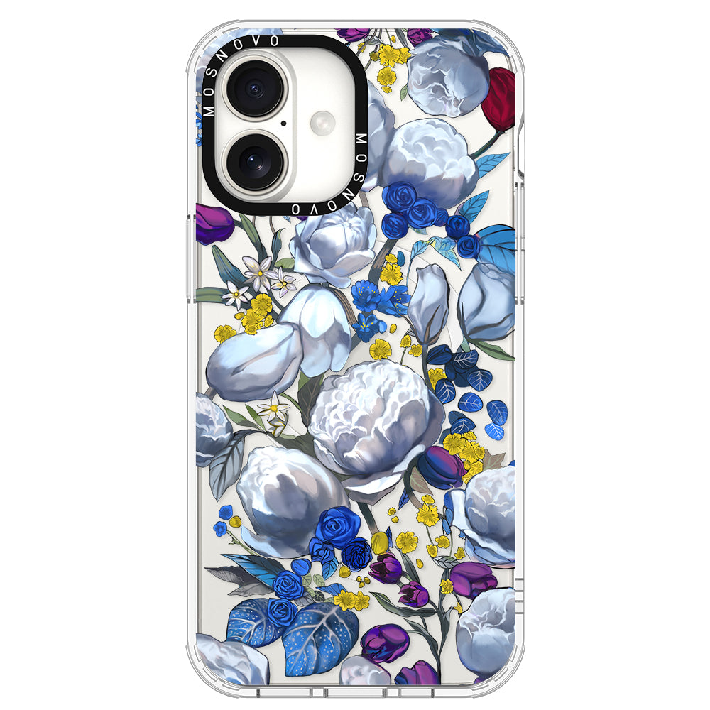 Purple Blue Floral Phone Case - iPhone 16 Plus Case - MOSNOVO