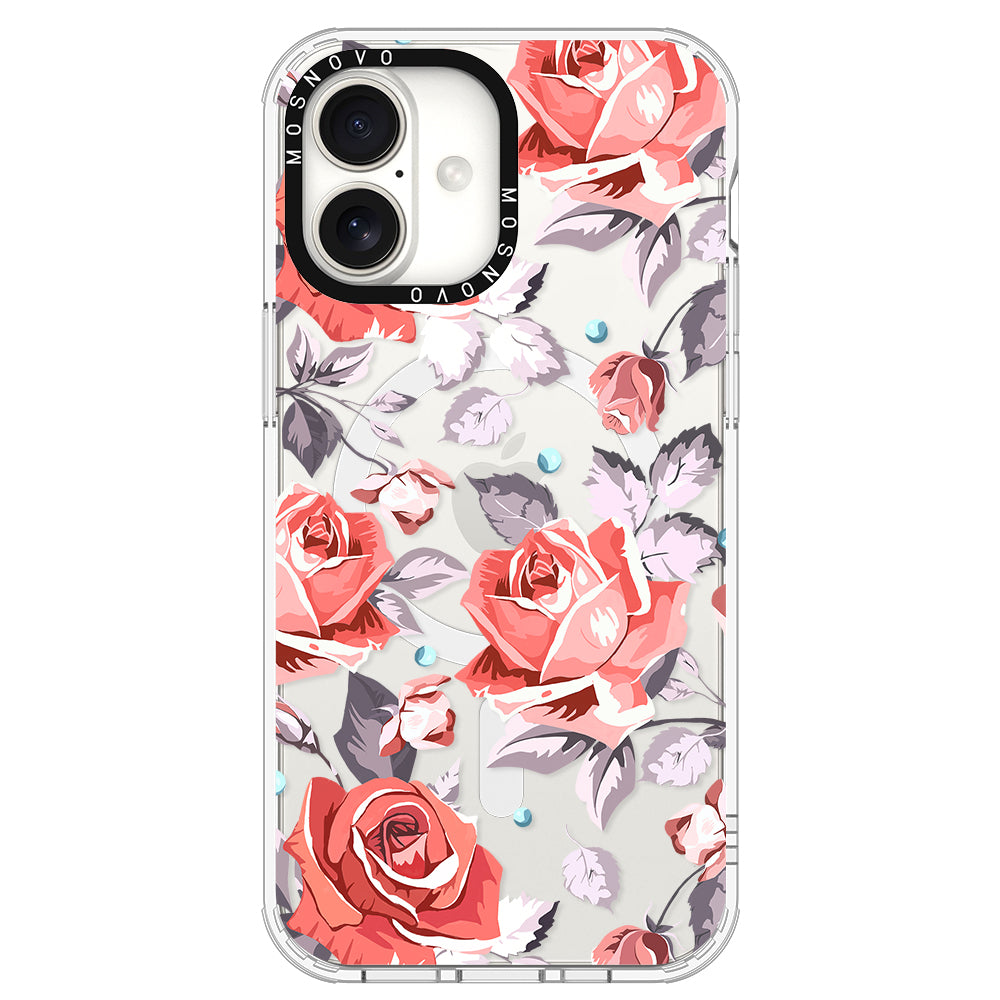 Retro Flower Roses Phone Case - iPhone 16 Plus Case - MOSNOVO