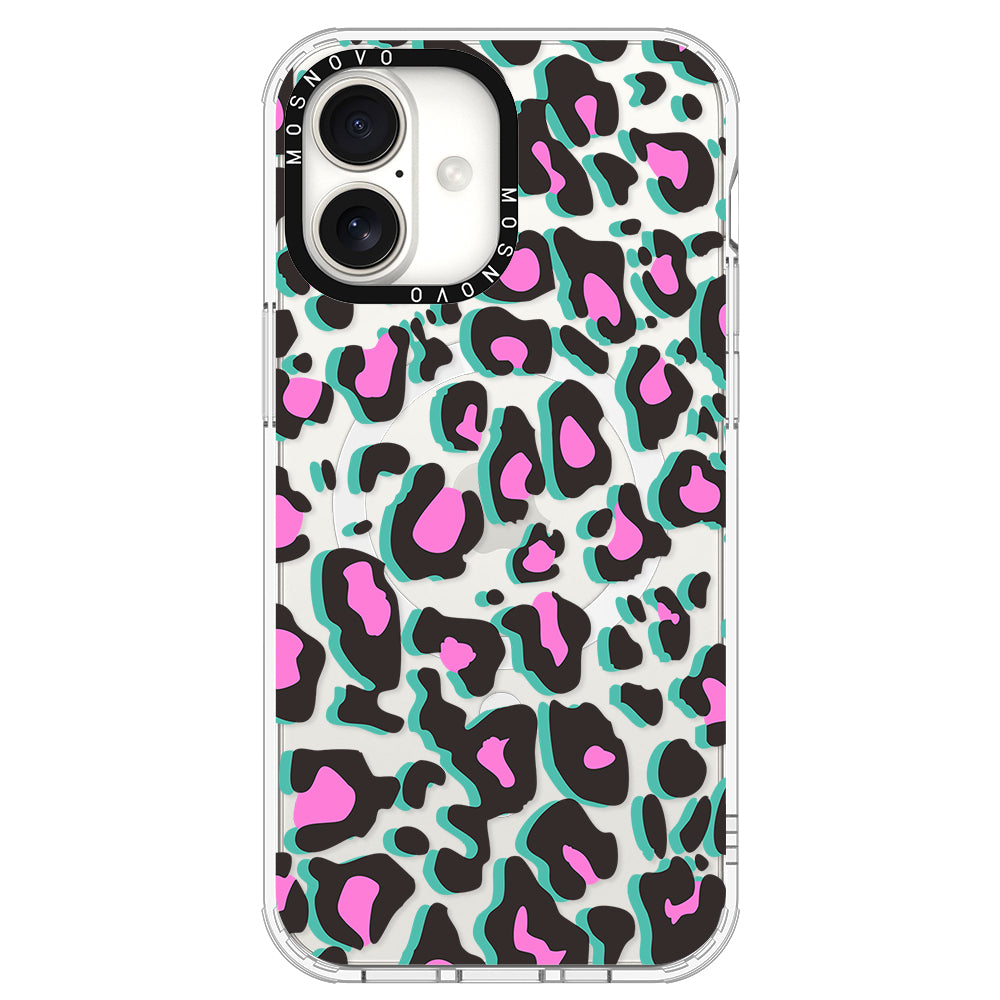 Hot Pink Leopard Print Phone Case - iPhone 16 Plus Case - MOSNOVO