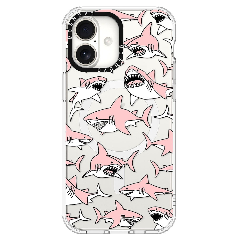 Pink Shark Phone Case - iPhone 16 Plus Case - MOSNOVO