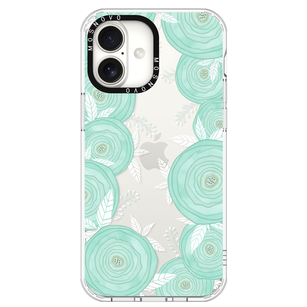 Mint Flower Phone Case - iPhone 16 Plus Case - MOSNOVO