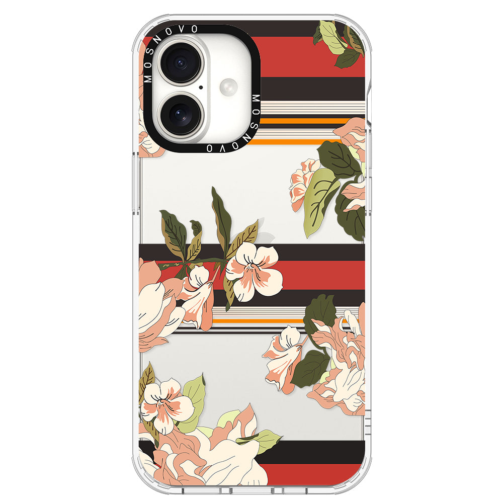 Classic Stripe Floral Phone Case - iPhone 16 Plus Case - MOSNOVO