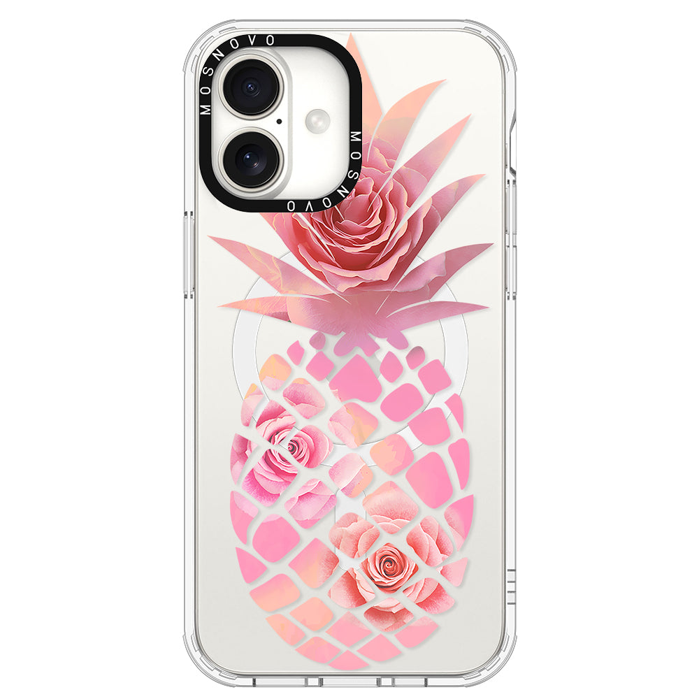 Pink Floral Pineapple Phone Case - iPhone 16 Case - MOSNOVO