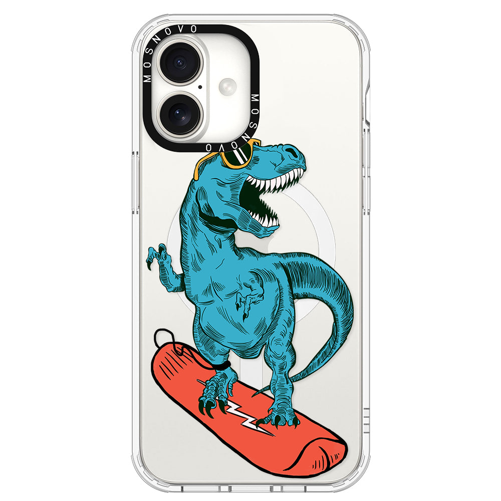 Surfing Dinosaur Phone Case - iPhone 16 Plus Case - MOSNOVO