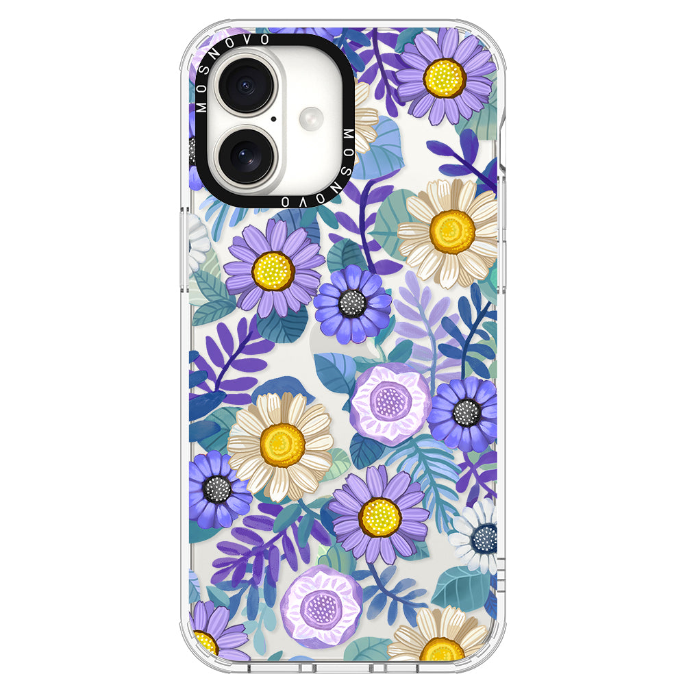 Purple Floral Phone Case - iPhone 16 Plus Case - MOSNOVO