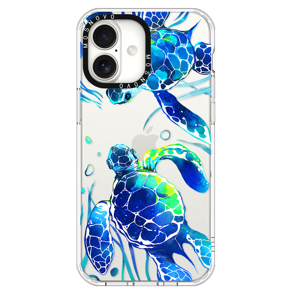 Blue Sea Turtle Phone Case - iPhone 16 Case - MOSNOVO