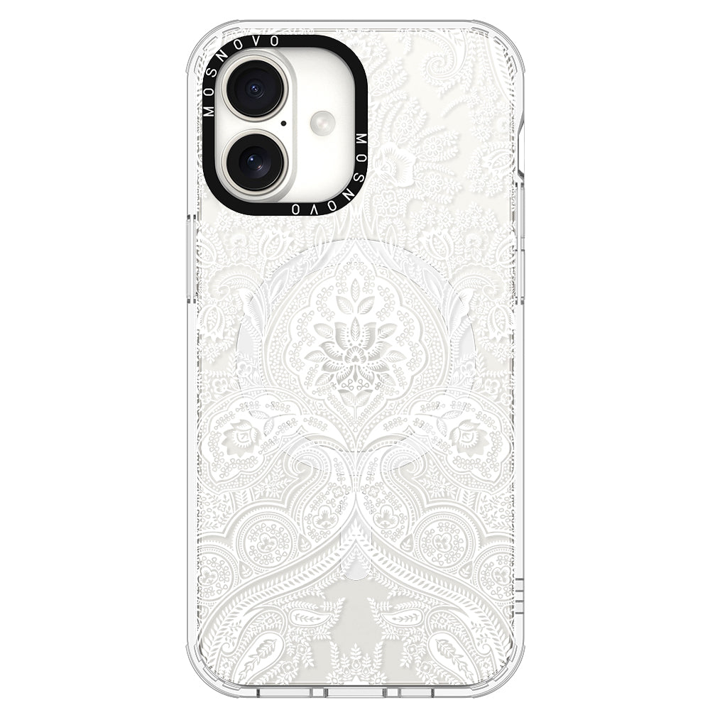 White Damask Phone Case - iPhone 16 Case - MOSNOVO