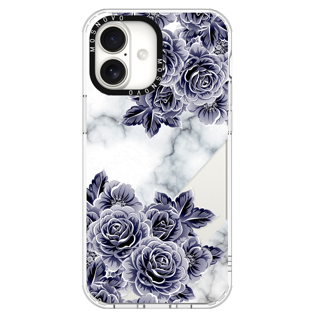 Marble with Purple Flowers Phone Case - iPhone 16 Plus Case - MOSNOVO