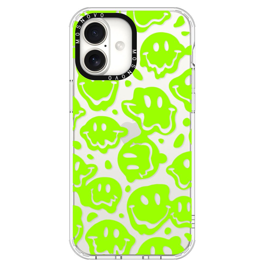 Distorted Green Smiles Face Phone Case - iPhone 16 Plus Case - MOSNOVO