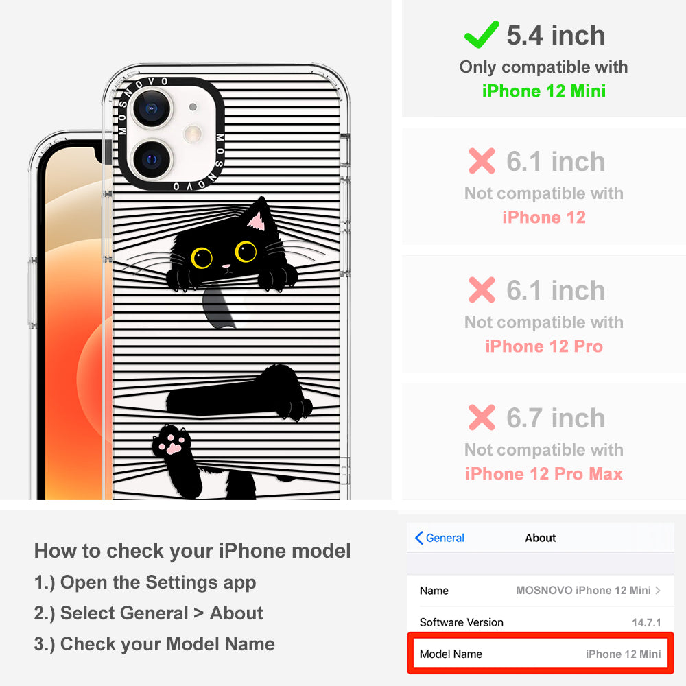 Hidden Black Cat Phone Case - iPhone 12 Mini Case