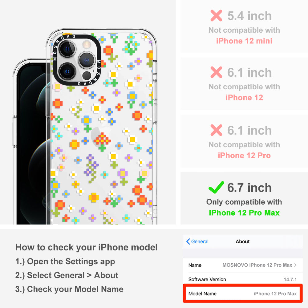 Pixel-Floral Phone Case - iPhone 12 Pro Max Case