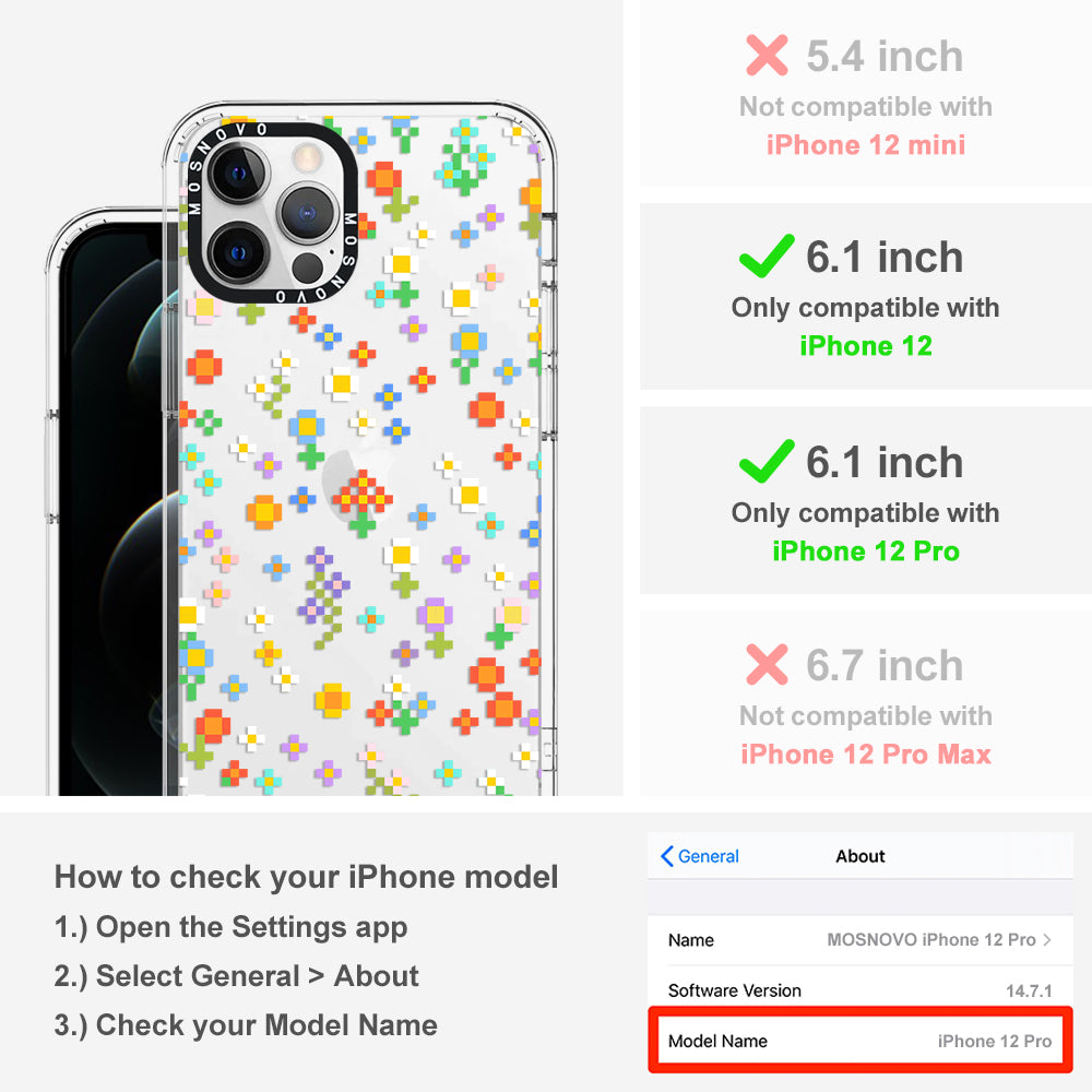 Pixel-Floral Phone Case - iPhone 12 Pro Case
