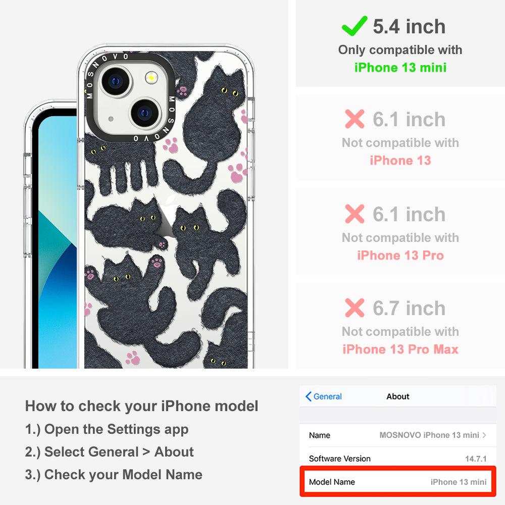 Black Furry Cat Phone Case - iPhone 13 Mini Case