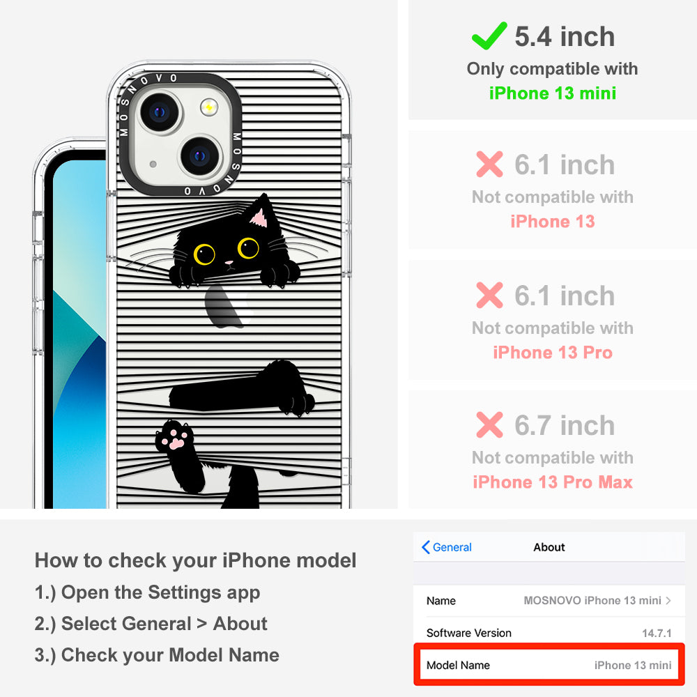 Hidden Black Cat Phone Case - iPhone 13 Mini Case