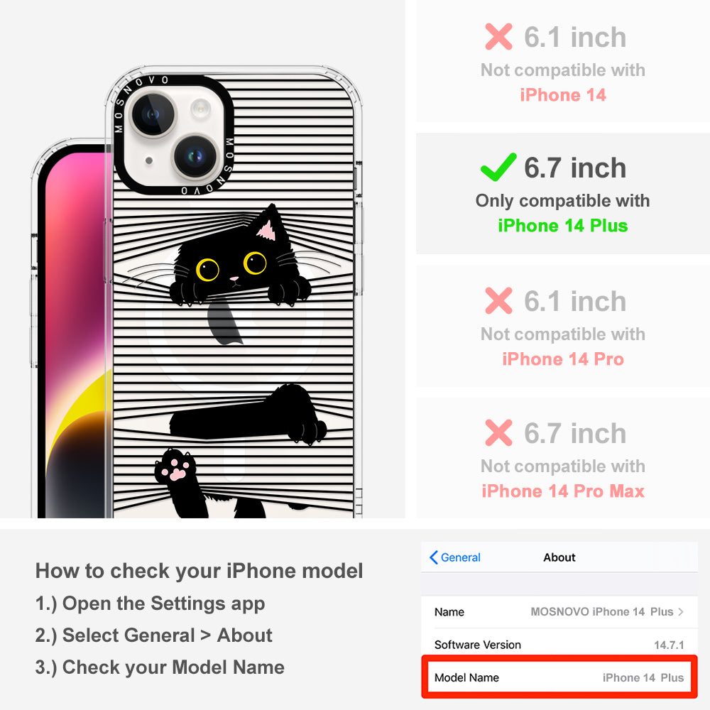 Hidden Black Cat Phone Case - iPhone 14 Plus Case