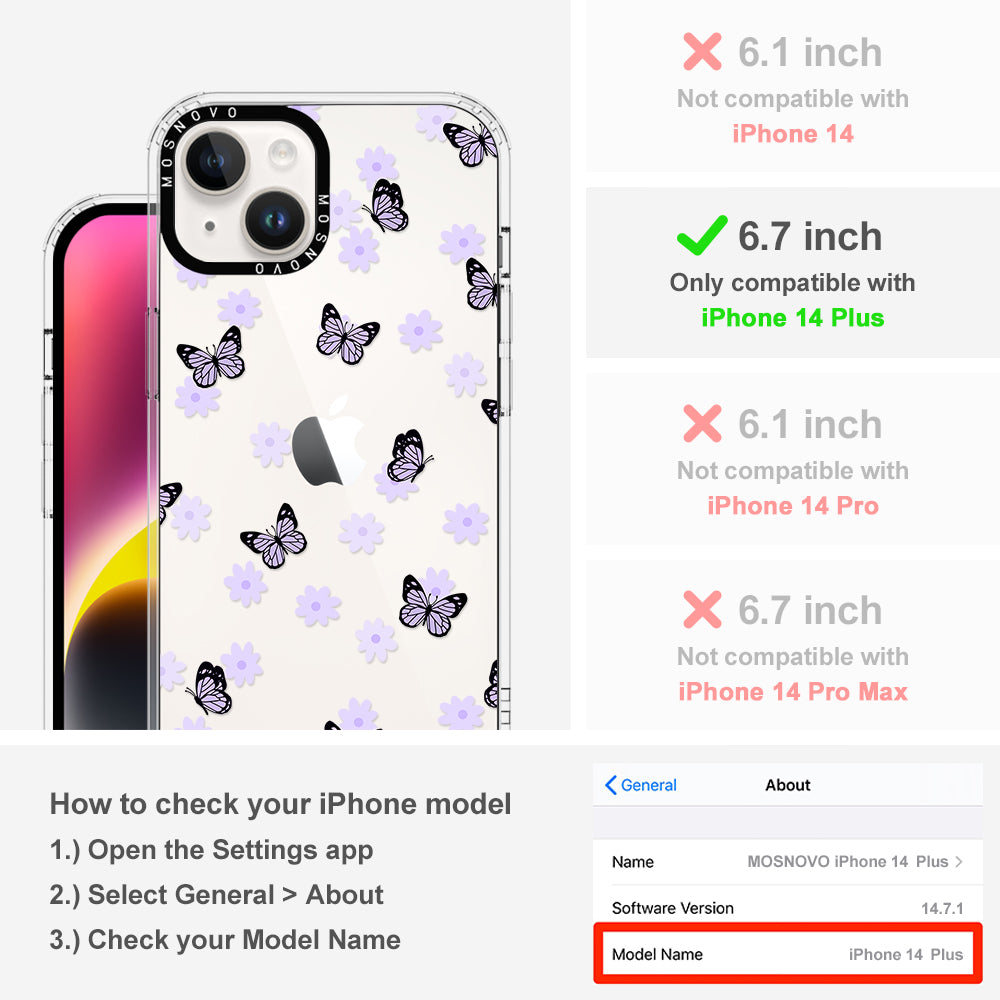Lilac Butterfly Phone Case - iPhone 14 Plus Case